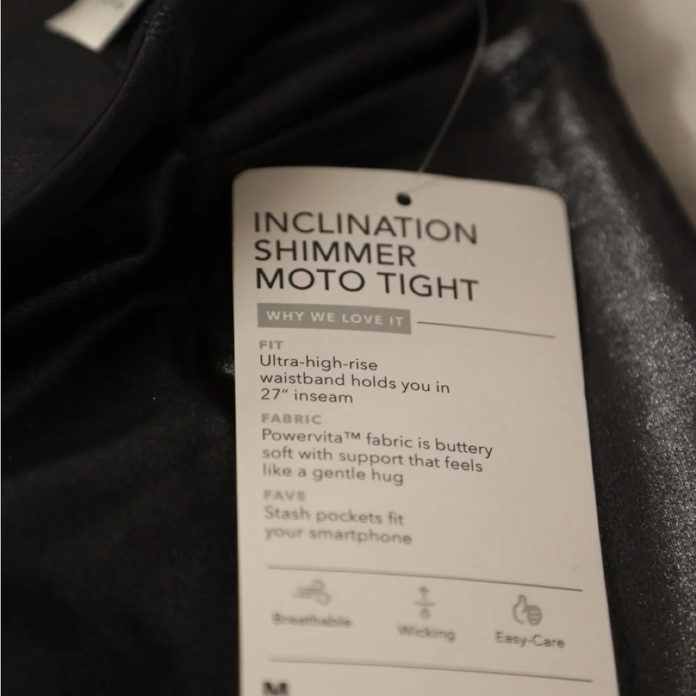 Athleta Inclination Shimmer Moto Tight NWT Black Size M High Rise Leggings - Picture 4 of 6